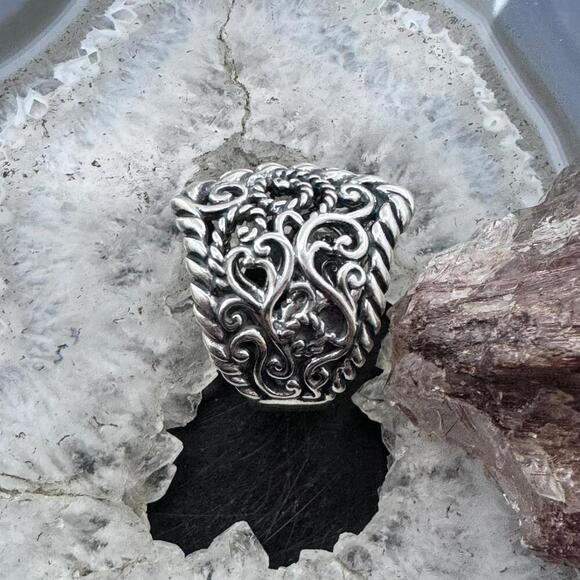 Carolyn Pollack Sterling Silver Decorated Engraved Adjustable Ring S 9 For Women - Picture 4 of 10